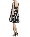 Sleeveless Dandelion Cocktail Dress, Black/White