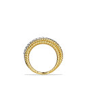 Crossover Wide Ring with Diamonds in Gold