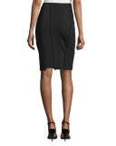 Stretch-Wool Carwash Pencil Skirt, Black