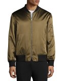 Reversible Silk Bomber Jacket, Olive