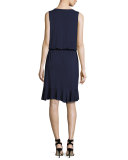 Ruffled-Hem Wrap Dress, Tory Navy