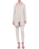 Quilted Cashmere Zip-Front Coat, Ranunculus