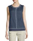 Lace-Insert Sleeveless Top