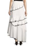 Helena Asymmetric Ottoman Maxi Skirt, Ivory