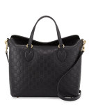 Guccissima Leather Top-Handle Bag, Black