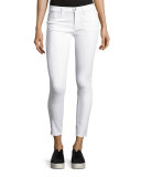 Nico Mid-Rise Skinny Ankle Jeans, White 