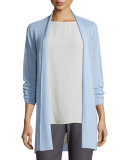 Sleek Ribbed Long Cardigan, Morning Glory 