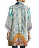 Mixed-Print Twill Kimono Jacket, Multi