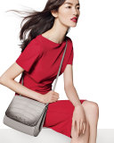 Sabrina Alligator Flap Crossbody Bag, Gray
