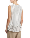 Striped V-Neck Ruffled-Hem Tank, Multi