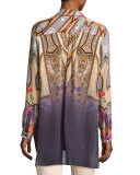 Degrade Paisley Silk Tunic, Peach/Lilac
