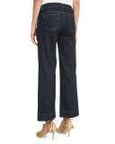 Topstitched Stovepipe Jeans, Indigo