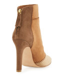 Briona Suede Patchwork Bootie, Chestnut/Multi