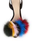 Nicolette Fur Pouf Sandal, Multi/Black