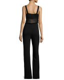 Milla Plunging Surplice Jumpsuit, Black