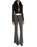 Roberta Long-Sleeve Ribbed Wool Sweater, Cream