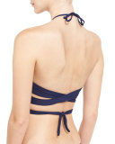 Lizzie Halter Wrap Swim Top, Midnight Blue