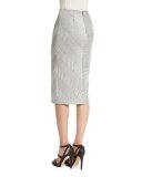 Textured Ponte Pencil Skirt, Black/Natural