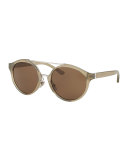 Monochromatic Round Double-Bridge Sunglasses