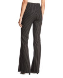 Grace Pinstripe Flare Trousers, Black/White