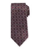 Basketweave Geometric Tie, Wine