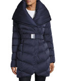 Matilda Belted Down Coat, Blue