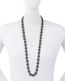 Long Black Spinel Link Necklace, 35"