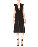 Sleeveless V-Neck Carwash Dress, Black