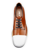 Cap-Toe Leather Oxford, Brown/White