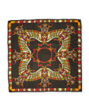 Egyptian Wings Square Silk Chiffon Shawl, Multicolor