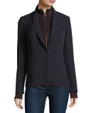 Ribbed Metallic Dickey W/ Cuffs, Bordeaux/Navy