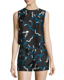 Scottie Mikado Sleeveless Top, Balestra Black