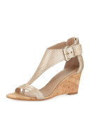 June T-Strap Wedge Sandal, Platino