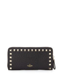 Rockstud Zip-Around Wallet, Black