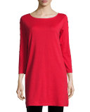 3/4-Sleeve Studded Tunic, Red