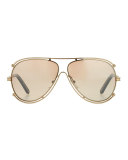 Isidora Metal Aviator Sunglasses, Rose Gold