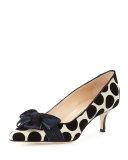 Gorina Velvet Polka-Dot Pump, Blue
