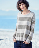 Sleek Lyocell/Merino Long-Sleeve Striped Boxy Top, Petite