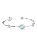 Stella Sterling Silver Bangle in Swiss Blue Topaz with Diamonds