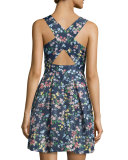Devon Sleeveless V-Neck Party Dress, Navy