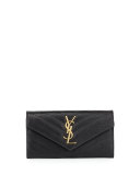 V Flap Monogram Continental Wallet, Black