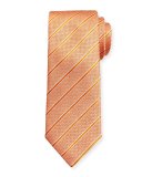Textured Stripe Silk Tie, Orange