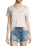 Superfine Jersey V-Neck Tee, Flesh