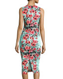 Sleeveless Floral-Print Sheath Dress, Multi