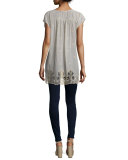 Seal Short-Sleeve Long Lace-Hem Tunic 