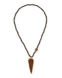 Wood Bead Arrowhead Pendant Necklace