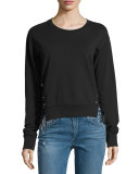 Lace-Up Sweatshirt, Black