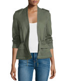 Cotton Twill Snap-Front Jacket, Khaki