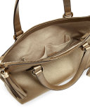 Soho Metallic Leather Top Handle Bag, Champagne