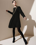 Washable Silk Long-Sleeve Dress, Plus Size